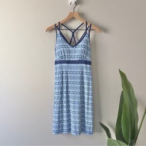 Dakini Blue White Patterned Babydoll Dress Mini Knee Length Built-in Bra Strappy